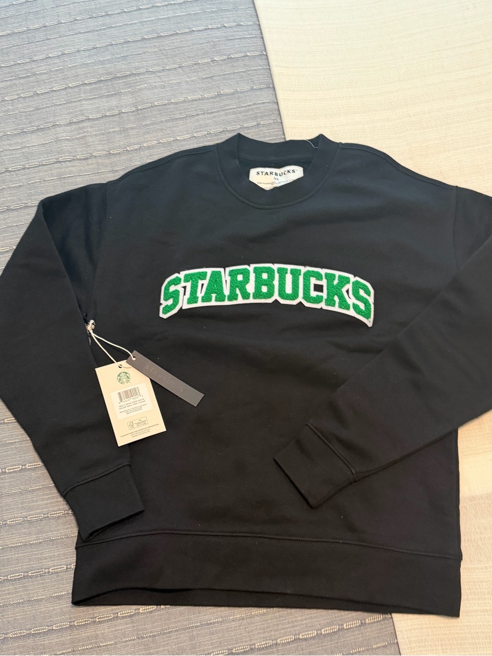 Starbucks Black Crewneck Sweatshirt with Green Logo size XS